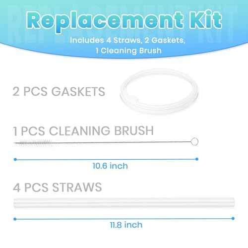 BOSORIO Replacement Straws and Gasket Compatible with ThermoFlask 16oz 24oz 32oz 40oz Water Bottle with Straw Lid, Replacement O Ring Rubber Seals Part£¨Not for Spout Lid and Chug Lid£©