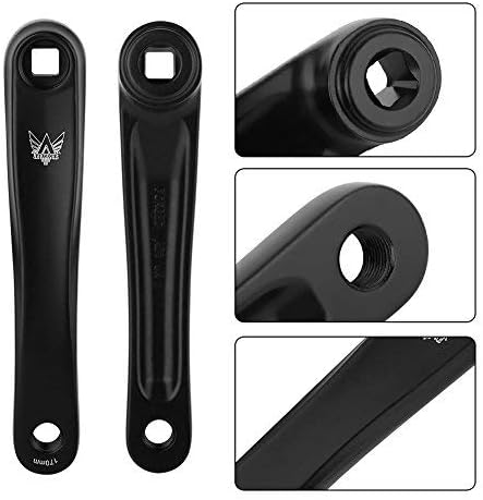 170mm Crank Arm Aluminum Alloy Single Speed Crankset for Bicycle Mountain Road Bike(Rhombic Hole-Black)