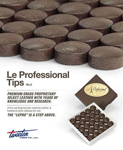 14mm Billiard Cue Tips Pack of 12 - Le Pro Medium Hard Leather Tips