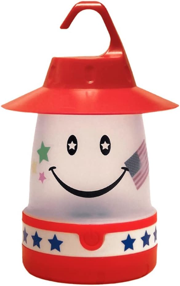 Smile LED Lantern: Portable Night Light Camping Lantern For Kids (Hibiscus),Red