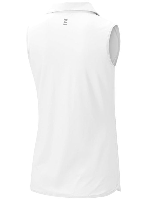 BGOWATU Women's Sleeveless Golf Polo Shirts 1/4 Zip Tennis Tank Tops with Collar UV Protection Dry Fit White S