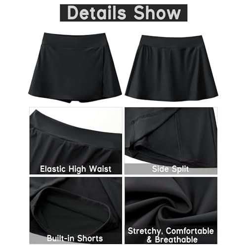 GRAPENT Swim Skirt Bottoms for Women High Waisted Bikini Swimsuit Bottom Side Split Bathing Suit Skirts with Shorts