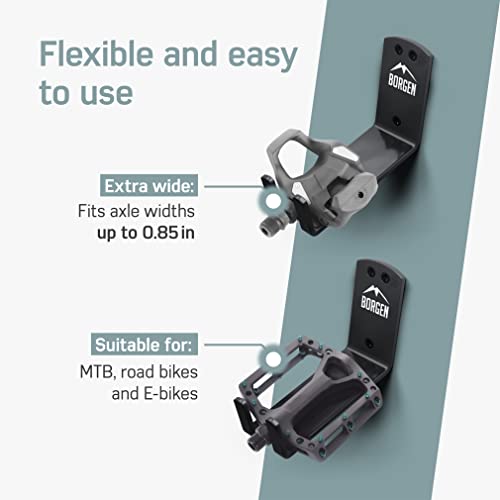 Wall Mount Pedal Hooks for E-Bike & MTB Set of 3 - Black
