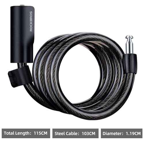 ROCKRBOS Bike Cable Lock with Keys, 2 Keys & 1 Mount Bracket, ABS Lock Shell, Cable Lock for Bike/Gate/Scooter