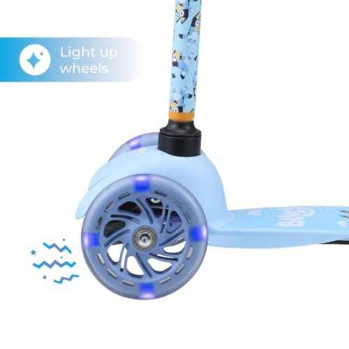 Self Balancing Kick Scooter with Light Up Wheels, Extra Wide Deck, 3 Wheel Platform, Foot Activated Brake, 75 lbs Limit, Kids & Toddlers Girls or Boys, for Ages 3 and Up