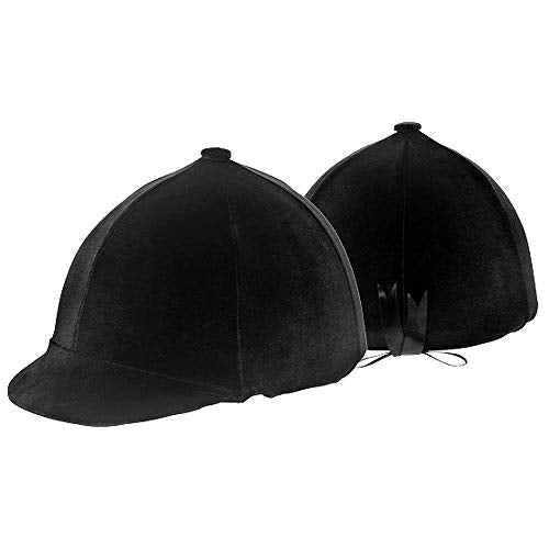 Equestrian Helmet Cover - Velvet Show Helmet Accessory, One Size, Black