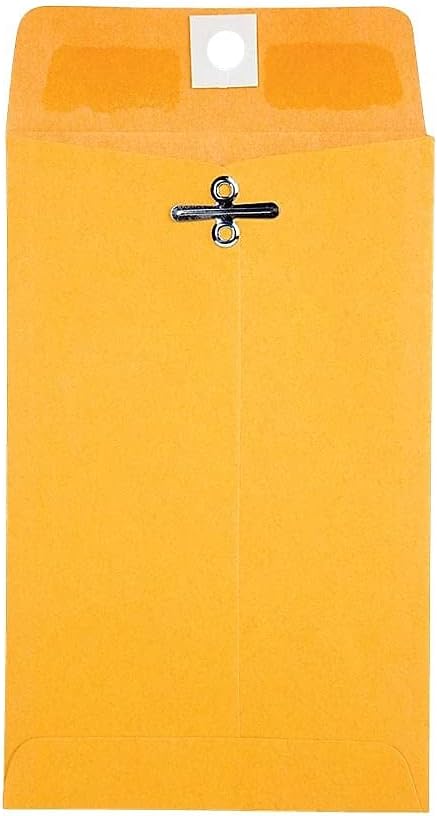 Quality Park 6 x 9 Clasp Envelopes, Clasp and Gummed Closures for Storing or Mailing, 28 lb Kraft Paper, 100 per Box (QUA37855)