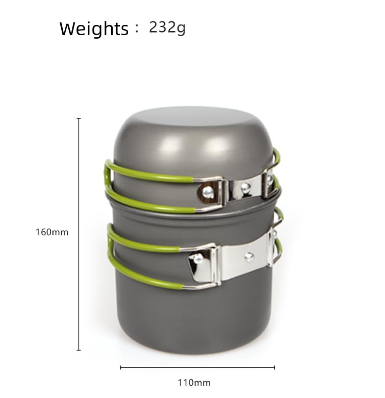 JIAOLUOLI Outdoor Set of pots for 1-2 Persons Camping Cookware Backpacking Stove Mess Kit – Camping Cooking Set - Camping Pots and Pans Set - Camping Accessories Equipment (Orange)