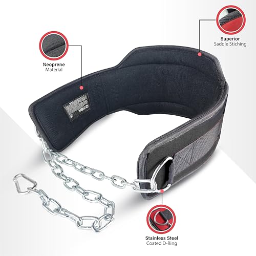 Victorbudo USA Dip Belt for Weightlifting, Weighted Belt with Chain for Pullup, Gym Lifting Belt for Powerlifting, Squat, Bodybuilding, Heavy Duty Steel, Workout Belt with Comfortable Neoprene Support