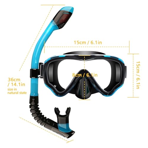 Snorkeling Set for Kids, Full Dry Snorkeling Mask Set for Adults, Anti-Fog Protection, Unisex,HD Panoramic View, Snorkeling Gear for Kids 4-14 Age