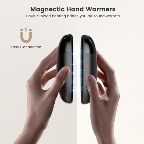 coldSky Hand Warmers Rechargeable 2 Pack with Display Screen, 2-in-1 Magnetic Wireless Electric Hand Warmers Portable Pocket Heater Gift for Women & Men