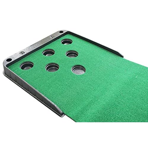 Fitvids Golf Pong Game Set, Putting Mat Indoor & Outdoor Golf Putters, 12 Hole Covers Putting Green Practice Training Aid Gifts for Home, Office, Backyard