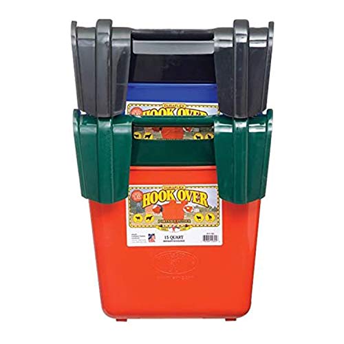 Heavy Duty 15 Quart Plastic Livestock Feeders with Mountable Hook, 2 Pack