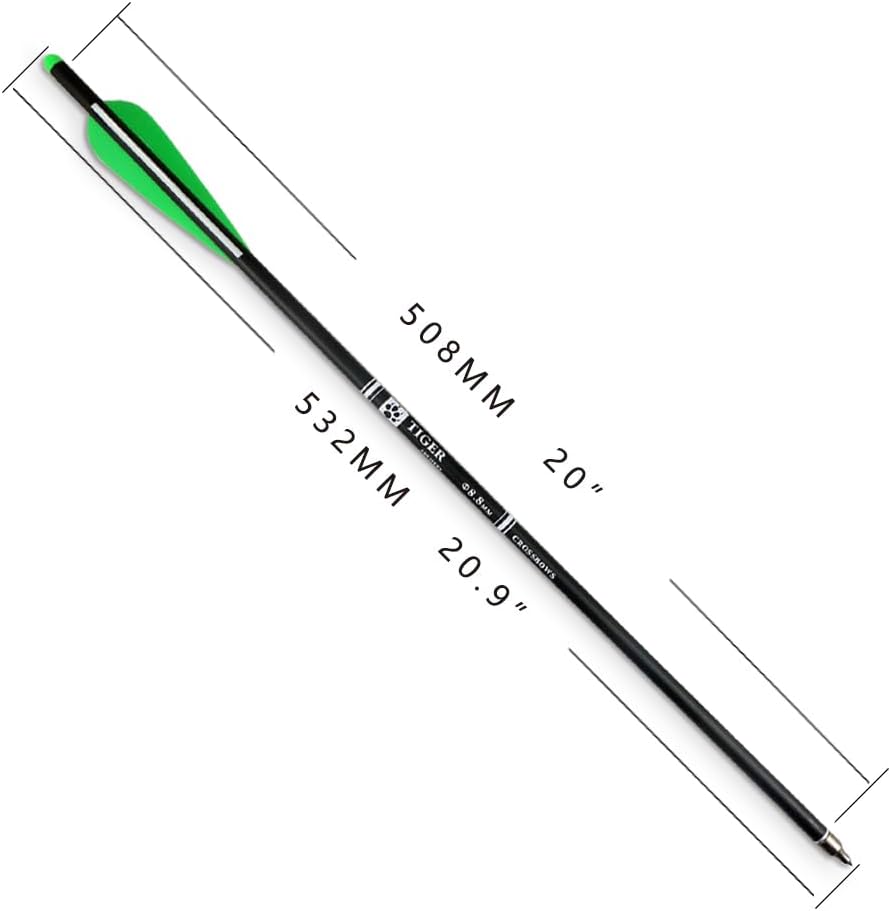 20inch Hunting Archery Carbon Arrow Crossbow Bolts with 4" vanes Feather and Replaced Arrowhead/Tip(Pack of 12) …