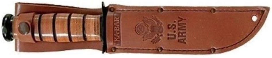 Ka-Bar 1220 US Army Straight Edge Fighting/Utility Knife with Leather Sheath , Beige, 7" Blade