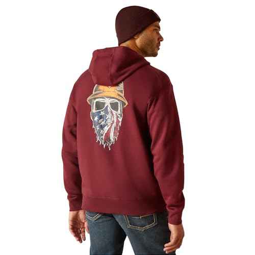 ARIAT Men's Rebar Born For This Full Zip Hoodie, Burgundy, 3X-Large