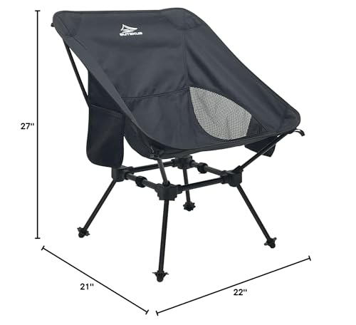 Sutekus Portable Camping Folding Chair Lightweight Camp Chair with Cup Holder and Side Bag Compact Backpacking Chairs for Camp Hiking Lawn Beach Sports (Black)