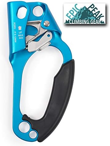 Right Hand Ascender - Strong Climbing Equipment with Ergonomic Rubber Handle and Steel Cam - Best Used with 8-12mm Rope - Sport Climber, Arborist, and Mountaineering Safety Tool with Decal