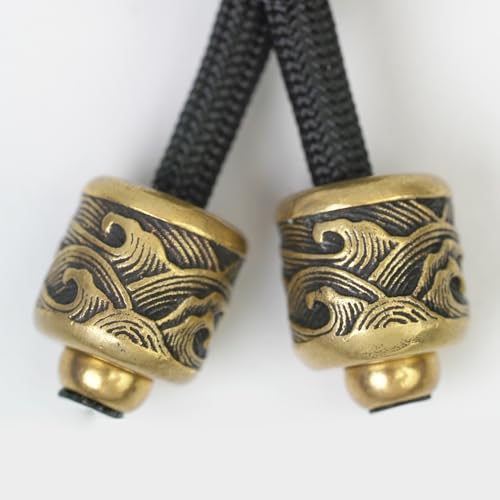Sea Wave Paracord Bead for Knife Lanyard - Silver Handmade EDC Bead