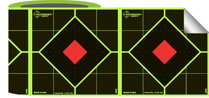 Splatterburst Targets - Roll of (200) 4 Inch Sight in Stick & Splatter Self Adhesive Shooting Target Stickers - Gun - Rifle - Pistol - Airsoft - BB Gun - Pellet Gun - Air Rifle - Made in USA