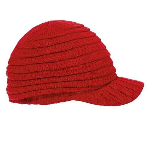 Womens Satin Lined Beanie Slouchy Winter Knit Hat Newsboy Hat with Brim Silk Lined Beanie