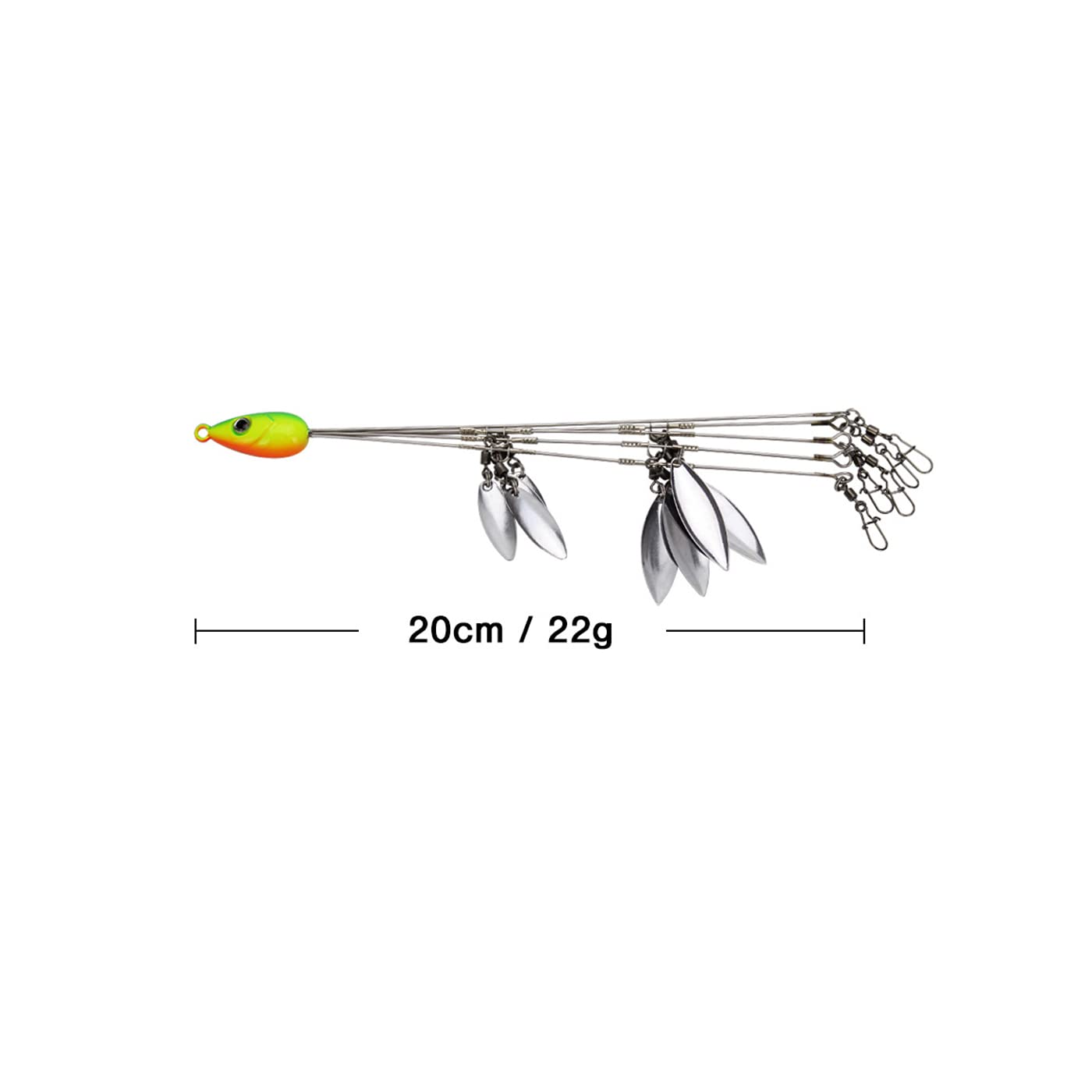 HCHinn Alabama Rig for Bass Striper Fishing Lures Baits 5 Arms Umbrella A-Rig Swimbaits with 8 Willow Leaf Blades for Trout Perch Walleye Freshwater/Saltwater Boat Trolling and More