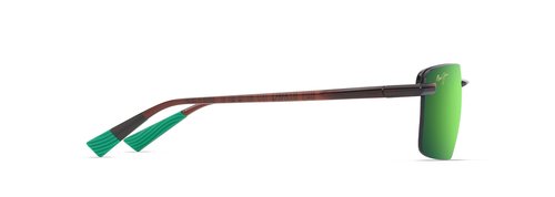 Maui Jim Laulima AF Rectangle Sunglasses, Shiny Trans Brown/Mauigreen Polarized, Extra Large