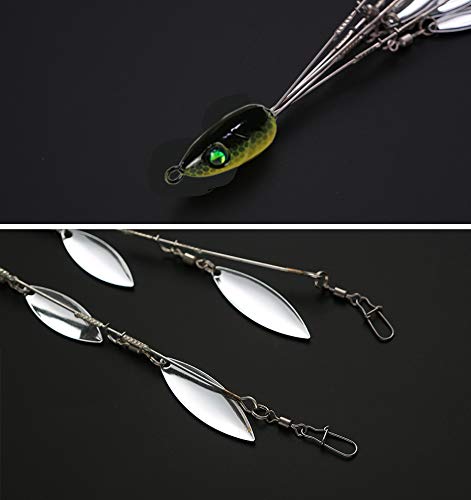 HCHinn 3pcs Alabama Rig for Bass Striper Fishing Lures Baits 5 Arms Umbrella A-Rig Swimbaits with 12 Willow Leaf Blades for Trout Perch Walleye Freshwater/Saltwater Boat Trolling and More
