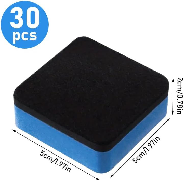 30 Pack Magnetic Dry Erase Erasers - 2x2 Inch Whiteboard Cleaners for Office & Home, Reusable Felt Eraser Pads for Glass Boards & Planner Accessories(Black)
