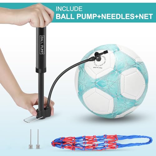 Color Change Soccer Ball Size 4 with Pump & Net - Teal/Blue/Pink Kids Outdoor Play