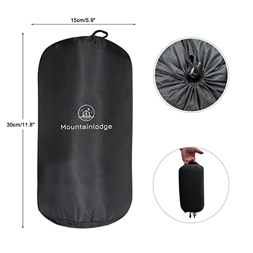 Mountainlodge Ultralight Fleece Sleeping Bag Liner,Mummy Sleeping Bag Liner with Hood and Stuff Sack Suit for Camping,Travelling and Hiking in All Seasons (Black)