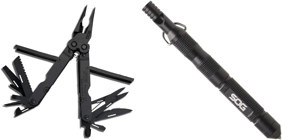 SOG PowerLock Multi-Tool- Compound Leverage Technology with EOD Crimper Device, 420 Stainless Steel Body, 18 Lightweight Specialty Tools (B61N-CP) , Black