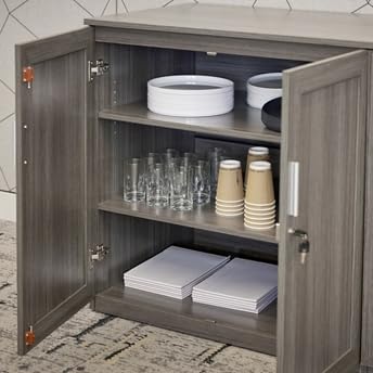 NBF Work Office Credenza - Modern Buffet Cabinet with Storage - Credenza Storage Cabinet with Drawers - Office Credenza with Gray Laminate (72" W x 24" D)