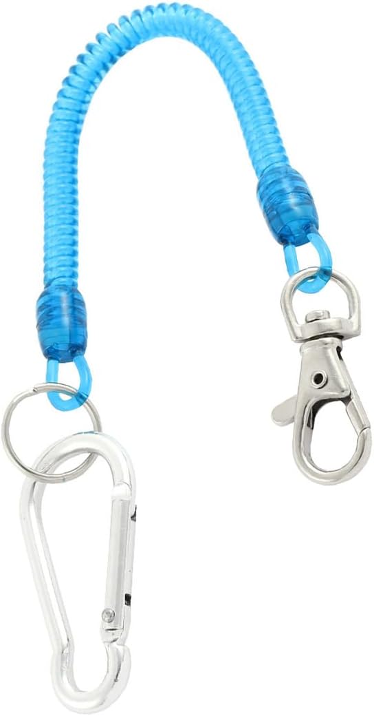 uxcell Carabiner Hook Coil Lanyard Spring Key Chain w Lobster Clasp
