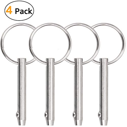 Stainless Steel Quick Release Pins for Marine Bimini Top 4 Pack - 0.25 Inch Diameter