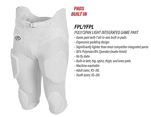 Men's Lightweight Football Pants with Integrated Pads - Medium / White