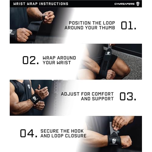 Gymreapers Weightlifting Wrist Wraps (IPF Approved) 18" Professional Quality Wrist Support with Heavy Duty Thumb Loop - Best Wrap for Powerlifting Competition, Strength Training, Bodybuilding