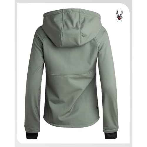 Spyder Womens Softshell Jacket - Lightweight Terry Fleece Hoodies for Women Water Resistant Zip Up Womens Windbreaker Jacket