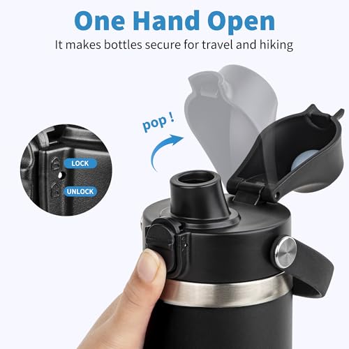 Black Auto Spout Lid for YETI Rambler Bottles - Replacement Water Bottle Cap