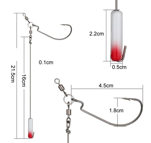 KTGCOZS Pack of 5 Fishing Rig Drop Shot Rigs #4/0 Hook ungsten Weight Walleye