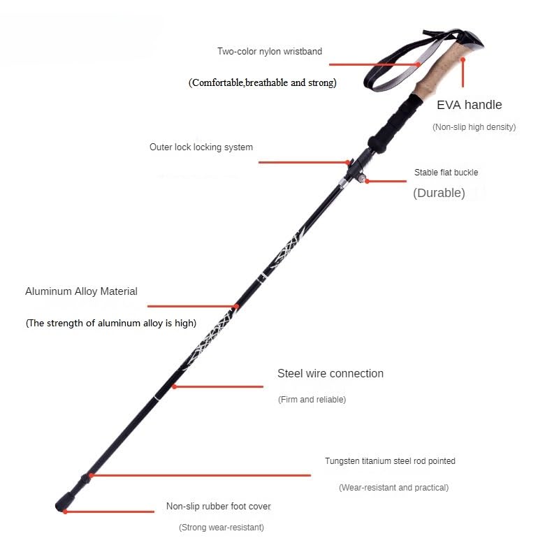 Trekking Poles, Walking Stick, Walking Poles for Women, Hiking Poles Collapsible Lightweight, Hiking Sticks Collapsible Hiking- Ideal for Seniors Women and Men