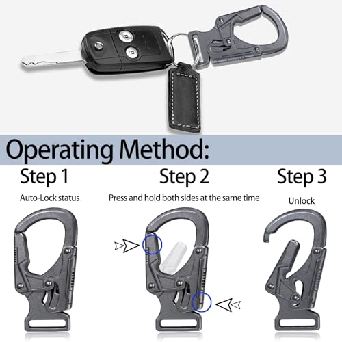 Ahiller Carabiner Clip,1.9'' Alloy Car Keychain Clip with 2 Key Ring,Outdoor Hooks,Small Key Holder for Man and Women