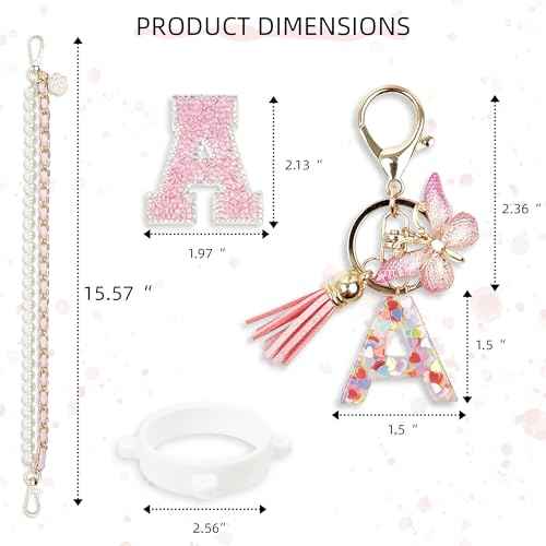 Letter Owala Accessories for Water Bottle 24oz 32oz 40oz, with Cute Initial Charm and Handle Strap, Compatible with Owala Free Sip, Coffee Tumbler, Owala Kids Bottle, Sway, Stanley Cup Accessories
