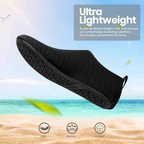 SEEKWAY Water Shoes Women Men Adult Quick-Dry Aqua Socks Barefoot Non Slip for Beach Swim River Pool Lake surf Black SK002(U)