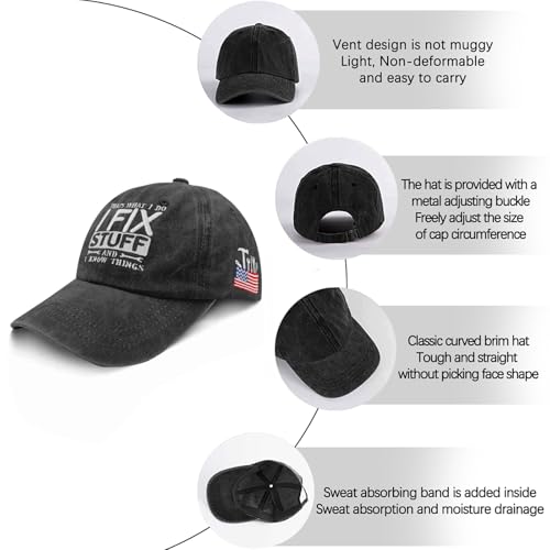 Embroidered That's What I Do I Fix Stuff & I Know Things Vintage Cotton Washed Hat Ideas Birthday