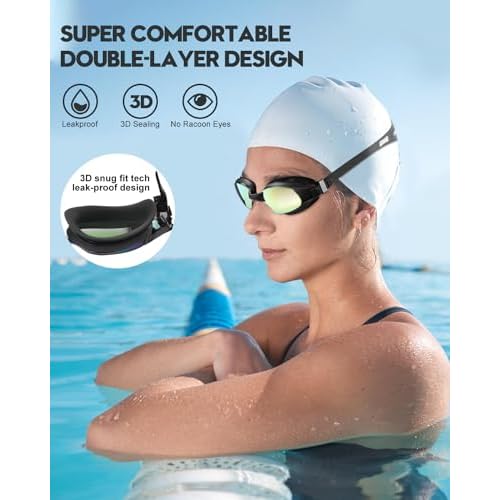 Aegend Swim Goggles, Swimming Goggles with Upgraded Anti-Fog Technology, No Leaking Soft Silicone For Adult Women Men Youth