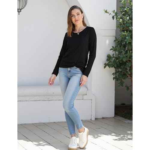 Long Sleeve Shirts for Women Crew Neck Basic Tee Fashion Womens Tops