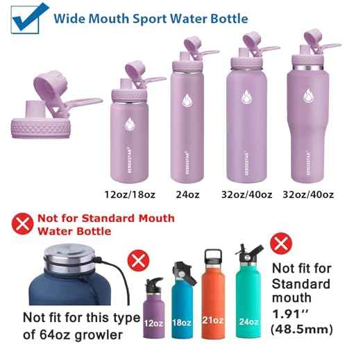SENDESTAR Spout Lid for Hydroflask Wide Mouth Water Bottle Fits 18 oz 20 oz 32 oz 40 oz 73 oz,Chug Cap Flexible Handle Compatible, Takeya, Simple Modern, Wide Mouth Water Bottle