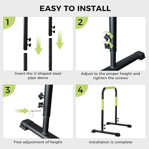 Green Adjustable Walking Pad Handle Bar 31.4-43.4 Inch Safety Handrail for Treadmills