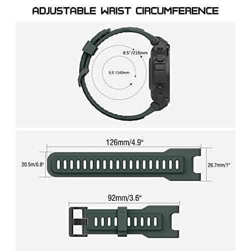 MoKo Watch Band Compatible with Amazfit T-Rex/T-Rex Pro Smartwatch, Soft Silicone Replacement Sport Strap Breathable Wristband with Screwdrivers, Olive Green